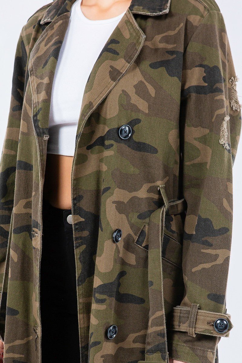 Camouflage Denim Trench Coat OLD AMERICAN BAZI