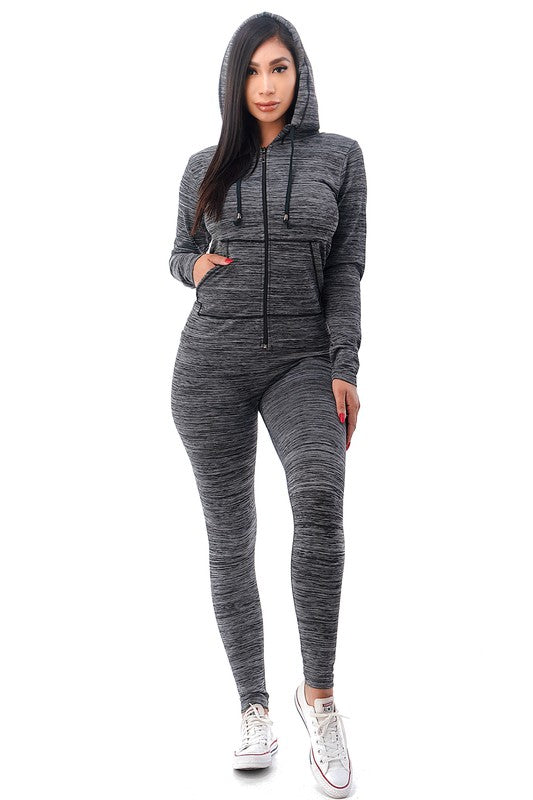 Cozy Seamless Zip Up Jacket Hoodie & Legging Set - OLD ANN'S TRADING CO