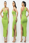 Single Shoulder Side Slit Dress HERA COLLECTION