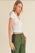 V-Neck Crop Top AMBIANCE APPAREL