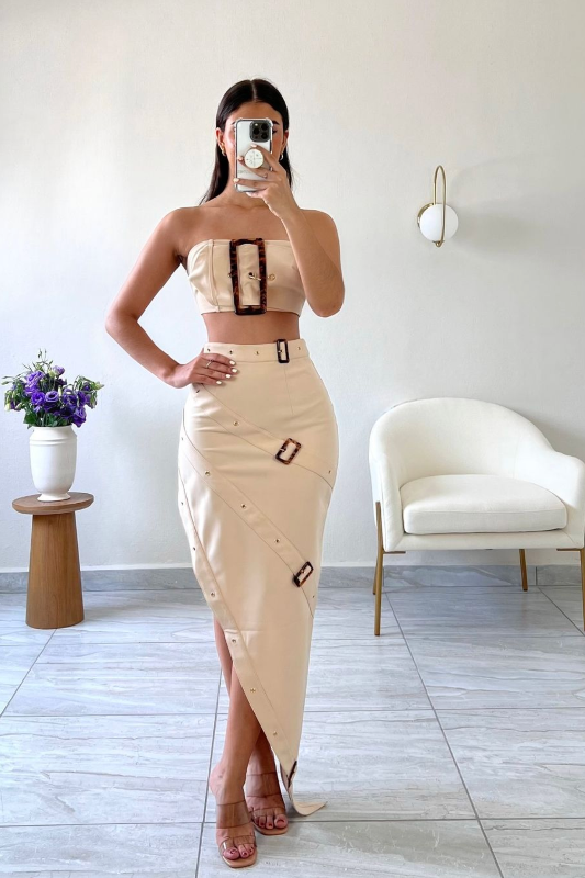 Big Buckle Tube Top and Maxi Skirt Set JULIA