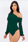 Draped Bodysuit with Pleats LETS GO APPAREL