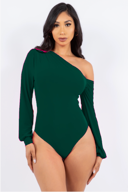 Draped Bodysuit with Pleats LETS GO APPAREL