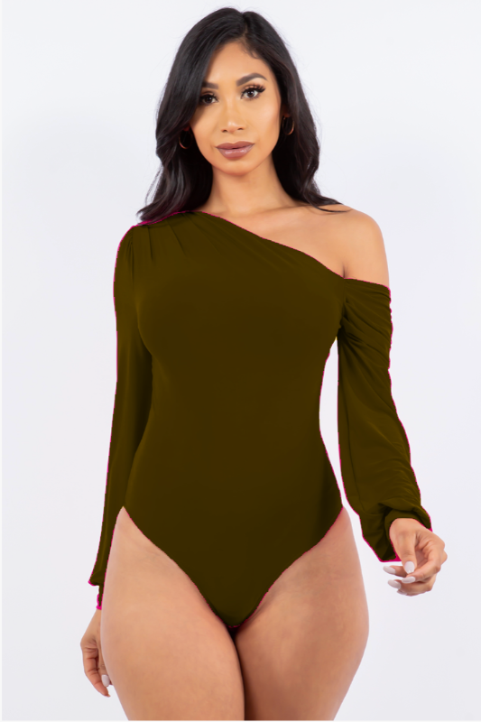 Draped Bodysuit with Pleats LETS GO APPAREL