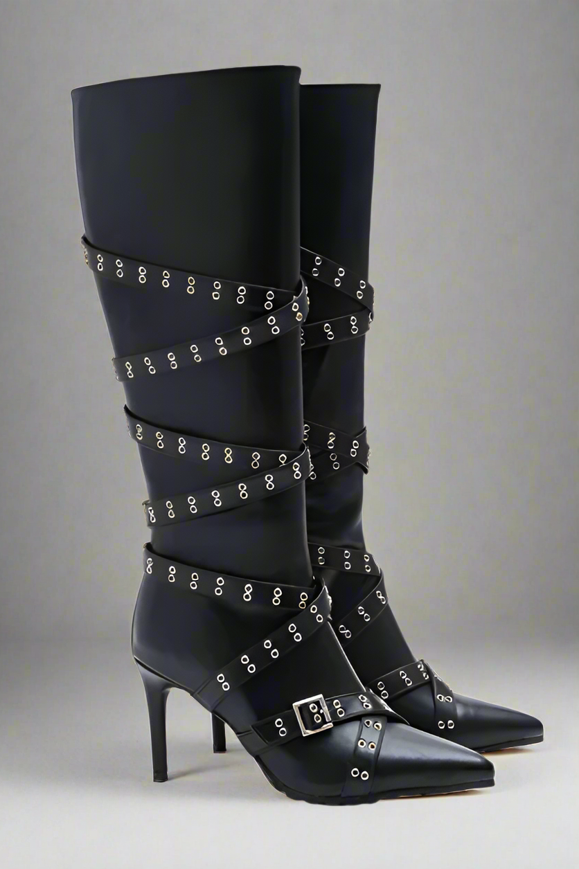 A Senorita's Cross Buckle Stiletto Boot LEGEND FOOTWER INC