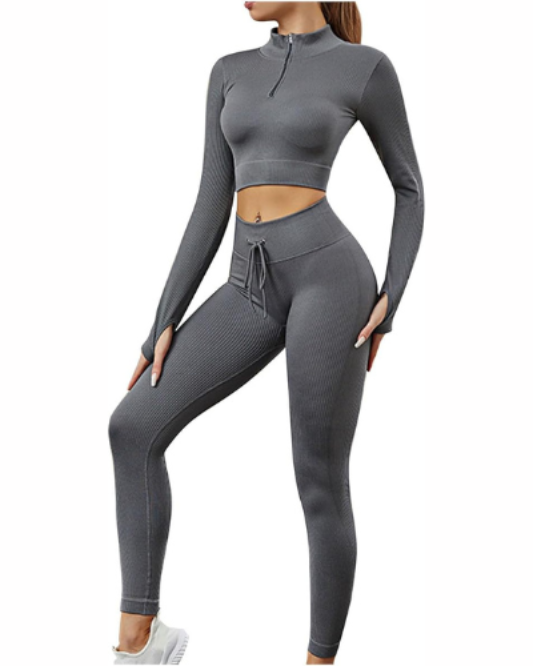 Seamless 1/2 Zip Cropped Set