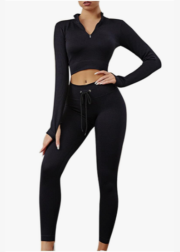 Seamless 1/2 Zip Cropped Set