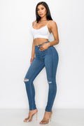 High Rise Knee Cut Skinny Jean ENCORE JEANS.CORP