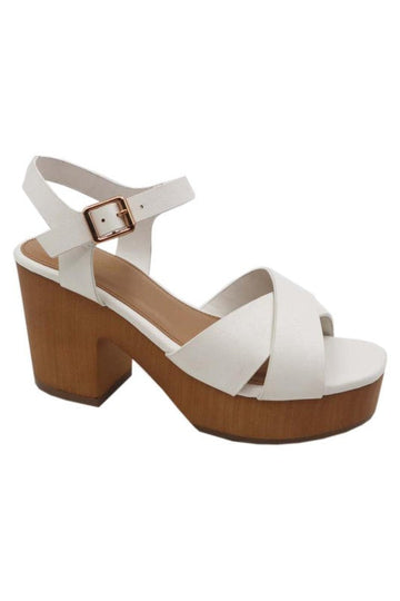 Cross Band Wooden Heel Sandal J.P ORIGINALS