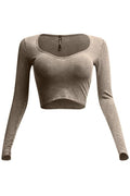 Mineral Washed Long Sleeve Crop Top K TOO