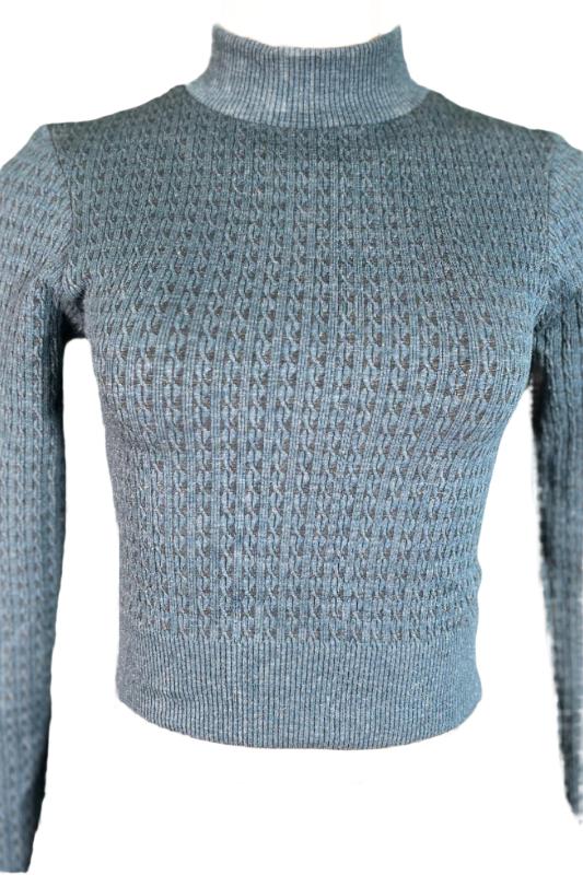 Mock Neck Long Sleeve Sweater Top EHL IMPORTS