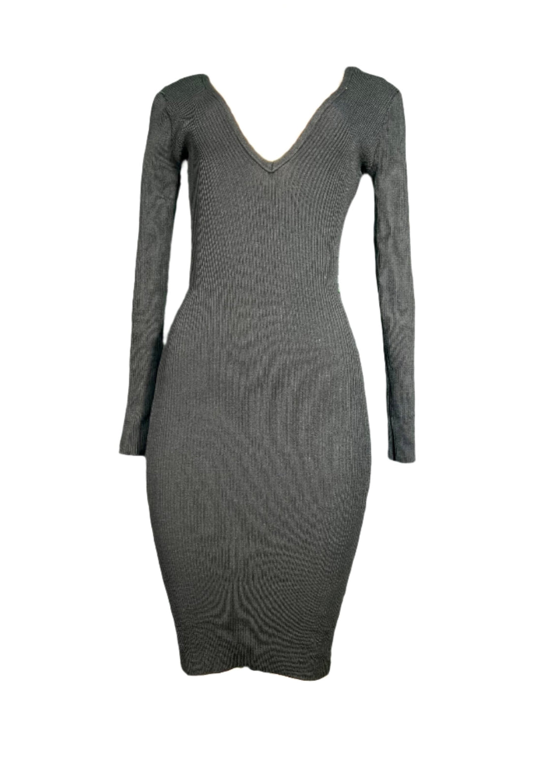 Ribbed, Long Sleeve Dress with Low Cut, Lace Up Back PRETTY KNIT