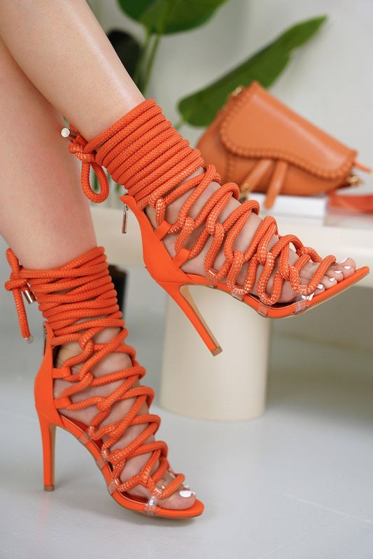 Thick Lace Rope Heels