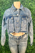 Acid Wash Denim Jacket - Blue AWESOME CONCEPT INC