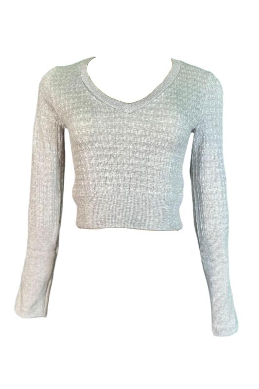 Long Sleeve V-Neck Sweater Top EHL IMPORTS