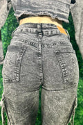 Acid Wash Cargo Jeans - Black AWESOME CONCEPT INC