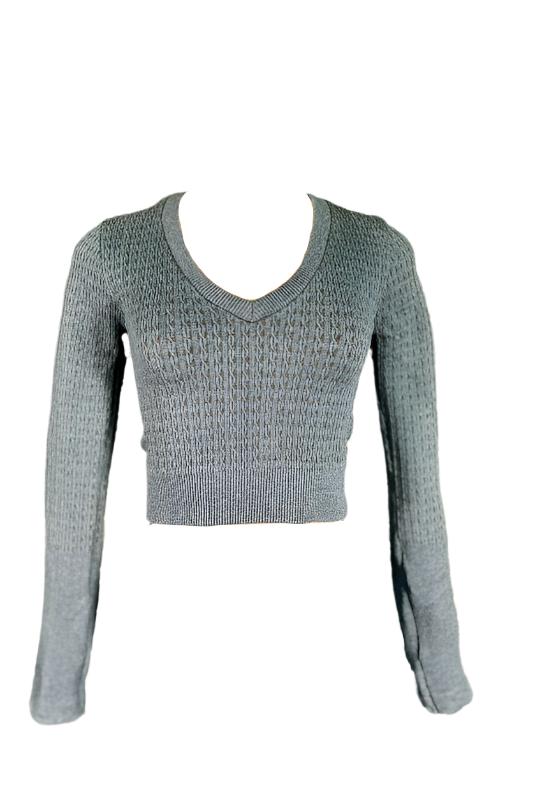 Long Sleeve V-Neck Sweater Top EHL IMPORTS