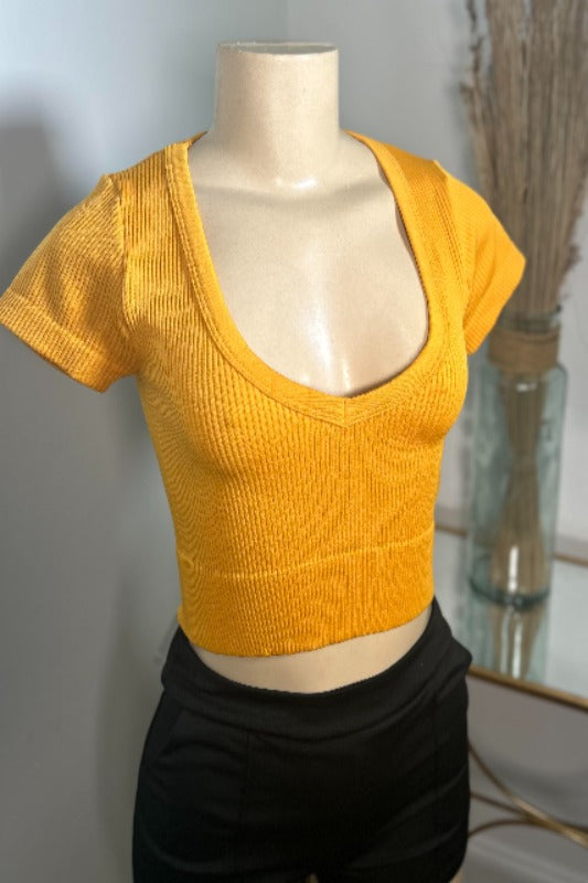 Seamless Wide Deep v Neck Top EHL IMPORTS