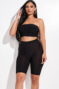 Ruched Tube Top and Biker Shorts Set MISS CALIFORNIA