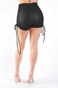 Matte Pu High Waist Ruched Shorts K TOO