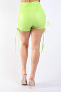 Matte Pu High Waist Ruched Shorts K TOO